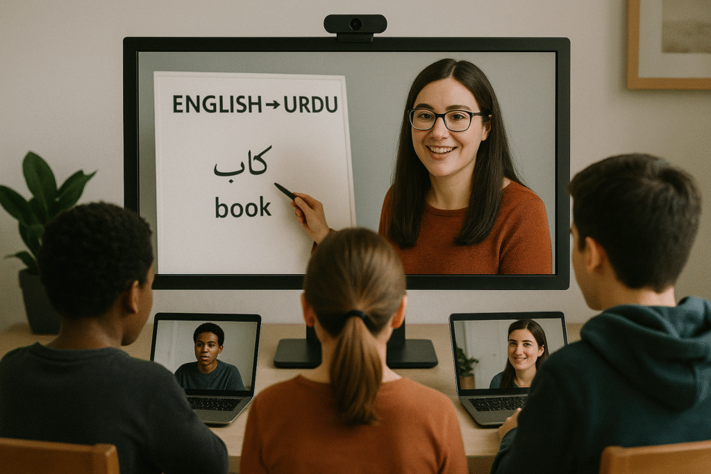teacher teach the student on line English to Urdu & hindi language